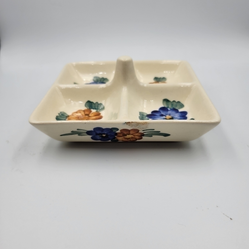 Vintage Floral Painted Ceramic Trinket Dish